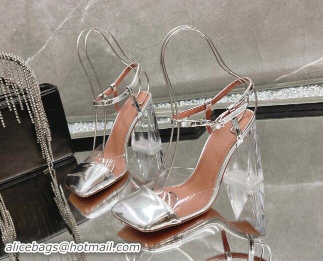 Perfect Amina Muaddi Charlotte Pumps 9.5cm in Patent Leather and PVC Silver 1223078