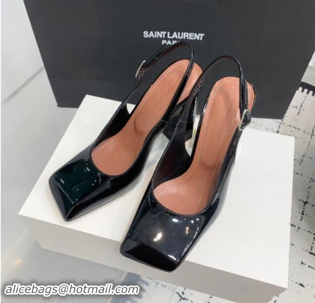 Unique Style Amina Muaddi Charlotte Slingback Pumps 9.5cm in Patent Leather Black 1223079