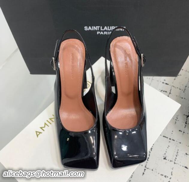 Unique Style Amina Muaddi Charlotte Slingback Pumps 9.5cm in Patent Leather Black 1223079