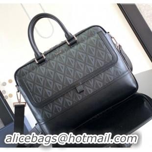 Promotional Dior Hit The Road Briefcase Bag in Dior CD Diamond Canvas and Smooth Calfskin D2510 Black 2023