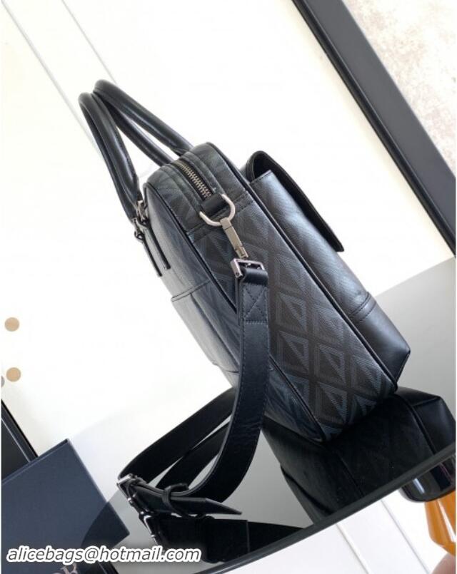 Promotional Dior Hit The Road Briefcase Bag in Dior CD Diamond Canvas and Smooth Calfskin D2510 Black 2023