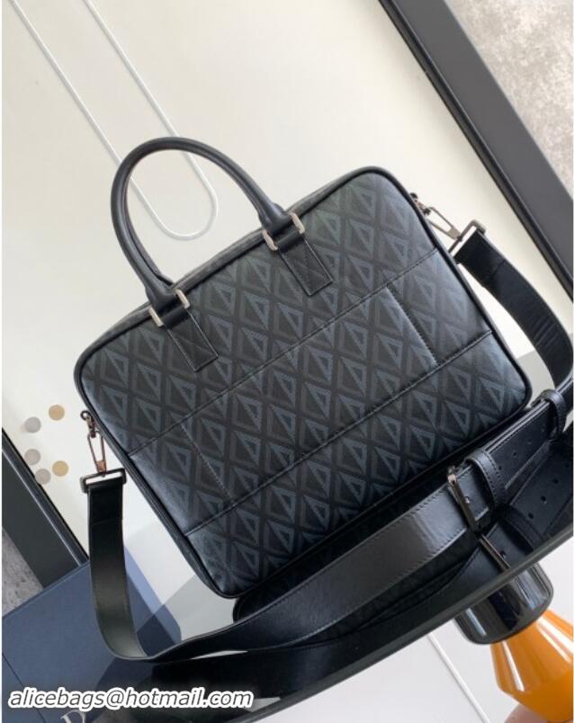 Promotional Dior Hit The Road Briefcase Bag in Dior CD Diamond Canvas and Smooth Calfskin D2510 Black 2023