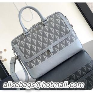 Well Crafted Dior Hit The Road Briefcase Bag in Dior CD Diamond Canvas and Smooth Calfskin D2510 Grey 2023