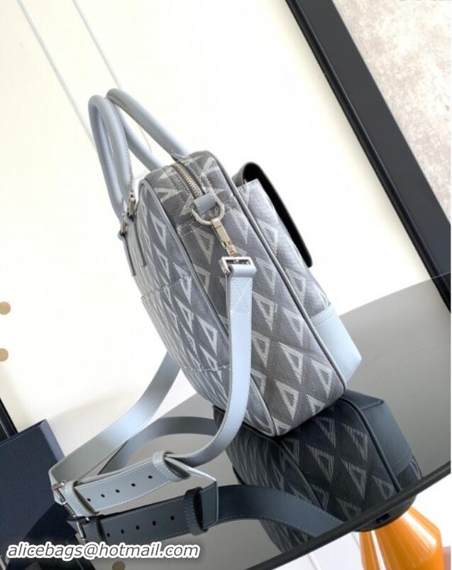 Well Crafted Dior Hit The Road Briefcase Bag in Dior CD Diamond Canvas and Smooth Calfskin D2510 Grey 2023