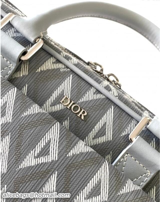 Well Crafted Dior Hit The Road Briefcase Bag in Dior CD Diamond Canvas and Smooth Calfskin D2510 Grey 2023