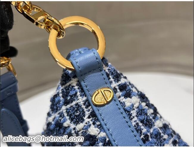 Big Discount Dior Diorstar Hobo Bag with Chain in Blue Cannage Tweed D2602 2024