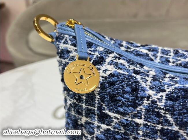 Big Discount Dior Diorstar Hobo Bag with Chain in Blue Cannage Tweed D2602 2024