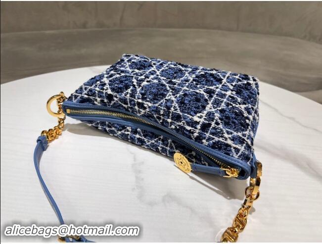 Big Discount Dior Diorstar Hobo Bag with Chain in Blue Cannage Tweed D2602 2024