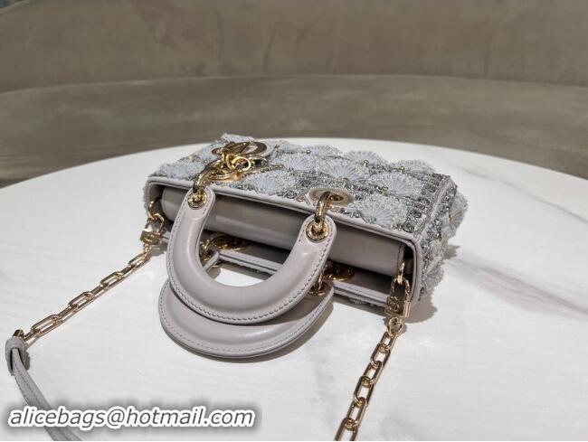 Well Crafted Dior Small Lambskin D-Joy Bag with Crytals & Lace M0613 Grey 2024 Top Quality