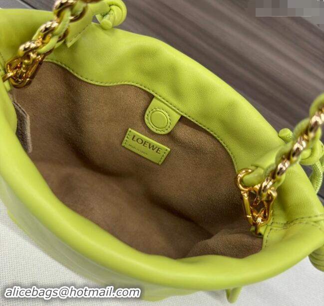 Top Grade Loewe Mini Flamenco Purse bag in Nappa lambskin 412342 Meadow Green 2024