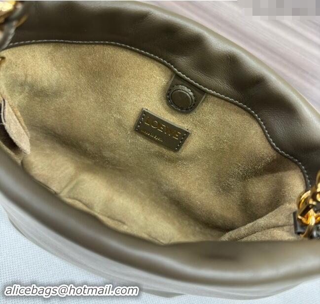 Best Grade Loewe Mini Flamenco Purse bag in nappa lambskin 412342 Dark Khaki Green 2024