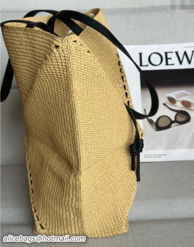 Best Price Loewe Medium Puzzle Fold Tote Bag in Raffia Straw L4050 2024 (No Charm)