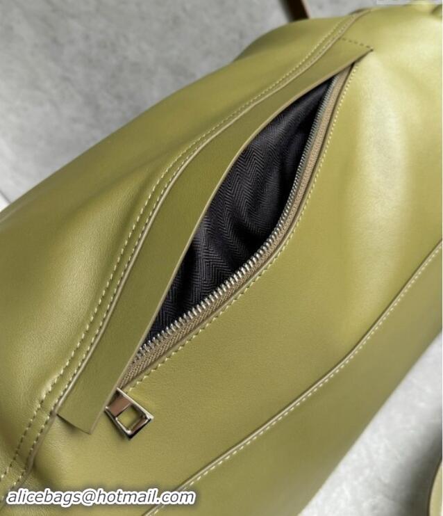 Shop Fashion Loewe Flamenco Backpack in Shiny Supple Calfskin D2416 Olive 2024 Top Quality