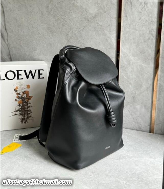 Well Crafted Loewe Flamenco Backpack in Shiny Supple Calfskin D2416 Black 2024 Top Quality