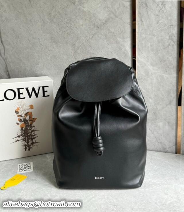 Well Crafted Loewe Flamenco Backpack in Shiny Supple Calfskin D2416 Black 2024 Top Quality