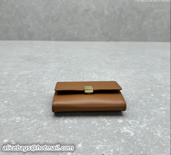 Luxury Discount Miu Miu Leather Card Holder Wallet MIU004 Tan Brown 2024