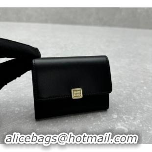 Best Price Miu Miu Leather Card Holder Wallet MIU004 Black 2024