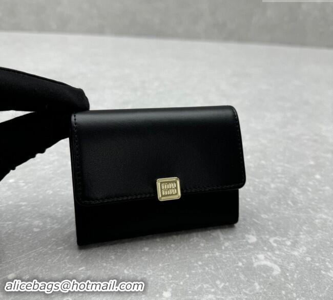 Best Price Miu Miu Leather Card Holder Wallet MIU004 Black 2024