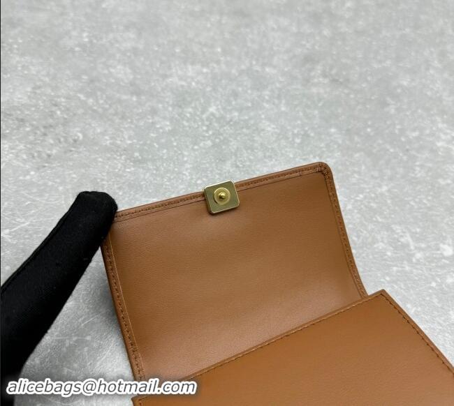 Famous Brand Miu Miu Leather Small Wallet MIU006 Tan Brown 2024