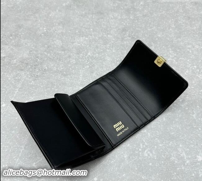 Market Sells Miu Miu Leather Small Wallet MIU006 Black 2024