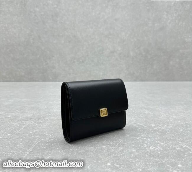 Market Sells Miu Miu Leather Small Wallet MIU006 Black 2024