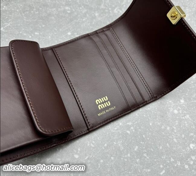 Well Crafted Miu Miu Leather Small Wallet Briarwood MIU006 Brown 2024