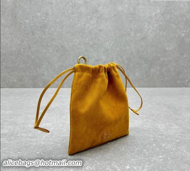 Good Looking Miu Miu Suede Pouch Whiskey 5NG010 Yellow 2024