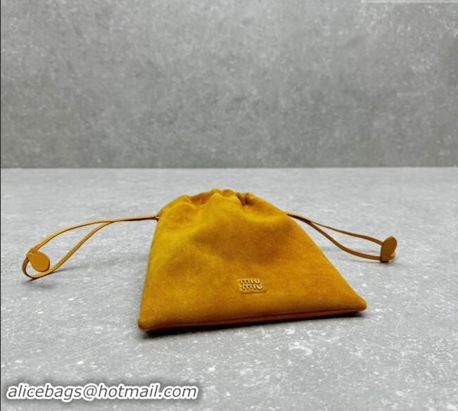 Good Looking Miu Miu Suede Pouch Whiskey 5NG010 Yellow 2024