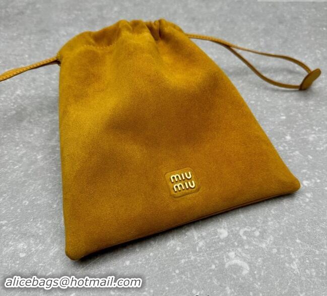 Good Looking Miu Miu Suede Pouch Whiskey 5NG010 Yellow 2024