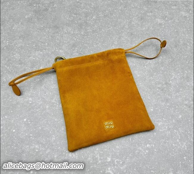 Good Looking Miu Miu Suede Pouch Whiskey 5NG010 Yellow 2024