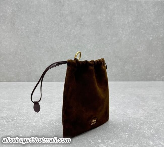 Best Quality Miu Miu Suede Pouch Cocoa 5NG010 Brown 2024