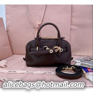 Most Popular Miu Miu Aventure nappa leather mini bag 5BP090 Briarwood Brown 2024