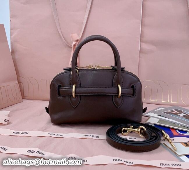 Most Popular Miu Miu Aventure nappa leather mini bag 5BP090 Briarwood Brown 2024