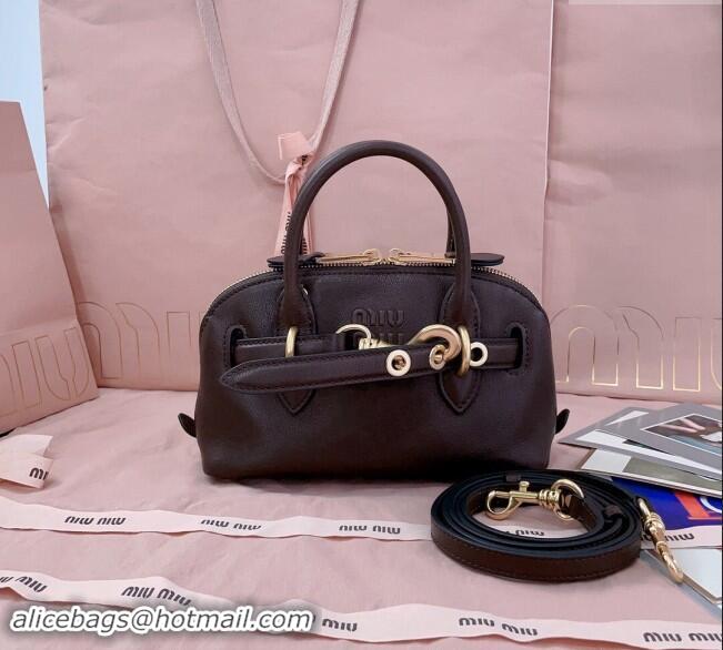 Most Popular Miu Miu Aventure nappa leather mini bag 5BP090 Briarwood Brown 2024