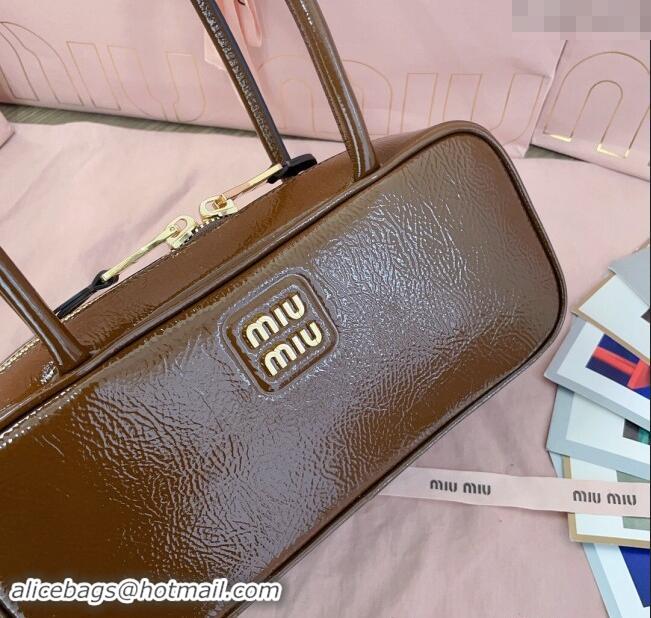 Well Crafted Miu Miu Beau naplak patent leather bag 5BB173 Palisander Brown 2024