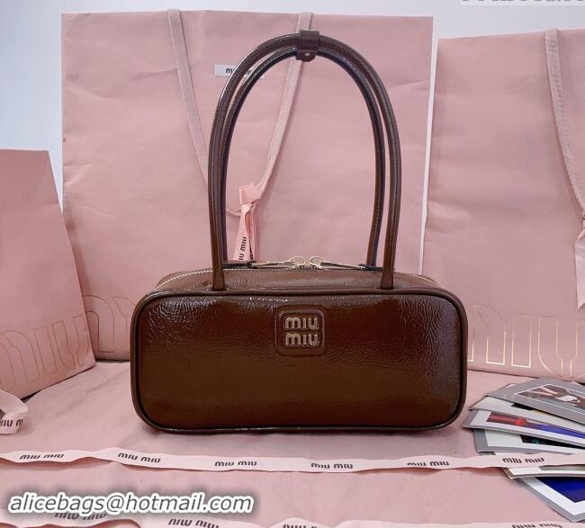 Well Crafted Miu Miu Beau naplak patent leather bag 5BB173 Palisander Brown 2024