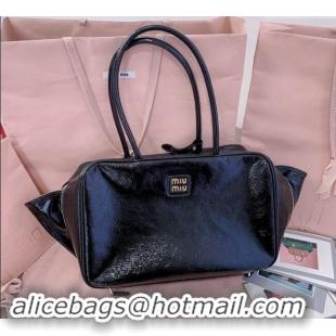 Grade Quality Miu Miu Beau naplak patent leather top handle bag 5BB117 Black 2024