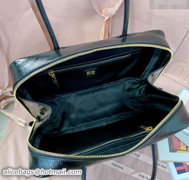 Grade Quality Miu Miu Beau naplak patent leather top handle bag 5BB117 Black 2024