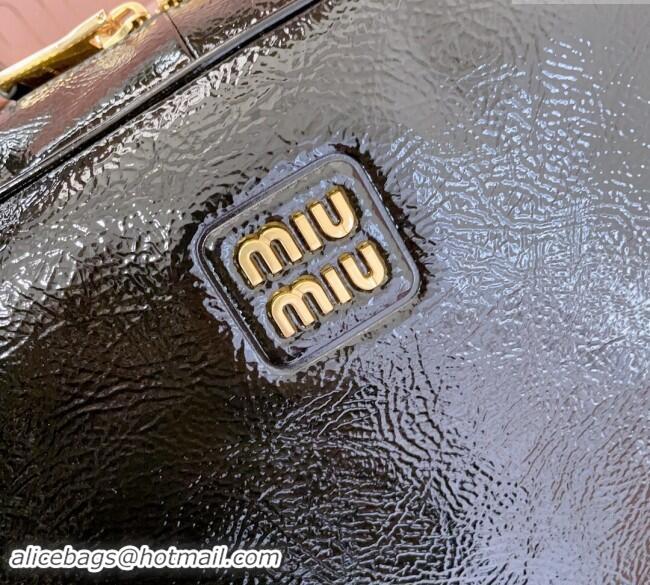 Grade Quality Miu Miu Beau naplak patent leather top handle bag 5BB117 Black 2024