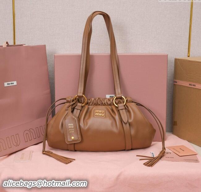 Best Price Miu Miu Small Joie Nappa Leather Bag 5BG306 Cognac 2024