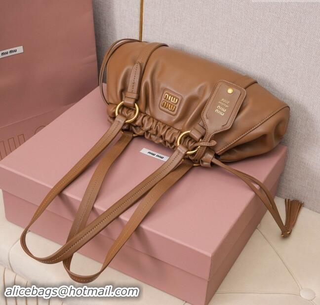 Best Price Miu Miu Small Joie Nappa Leather Bag 5BG306 Cognac 2024