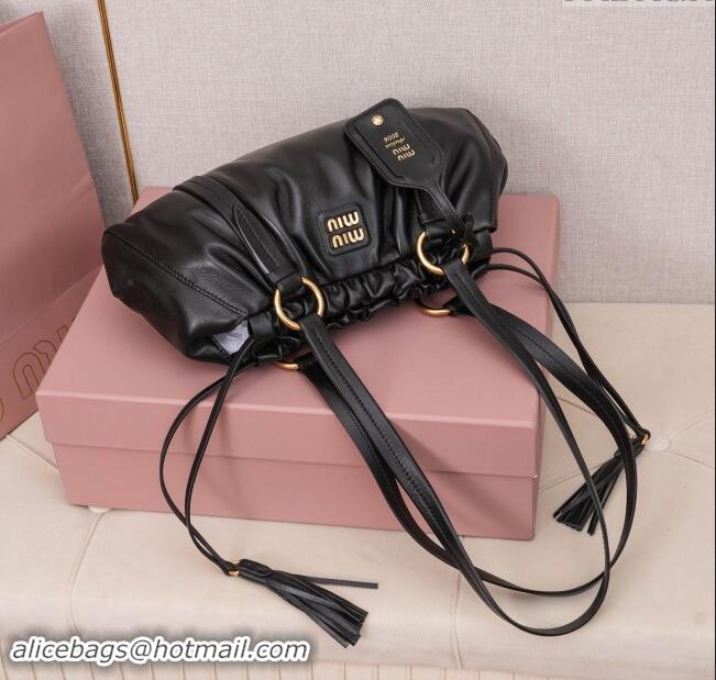 Stylish Grade Miu Miu Small Joie Nappa Leather Bag 5BG306 Black 2024