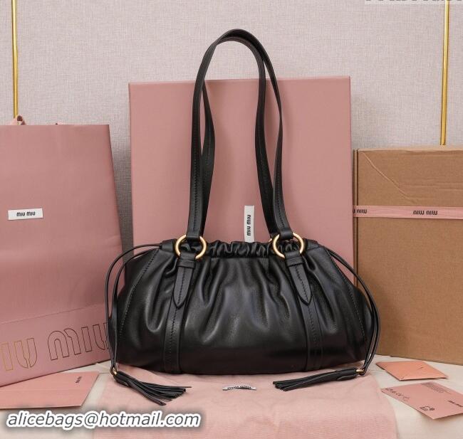 Stylish Grade Miu Miu Small Joie Nappa Leather Bag 5BG306 Black 2024