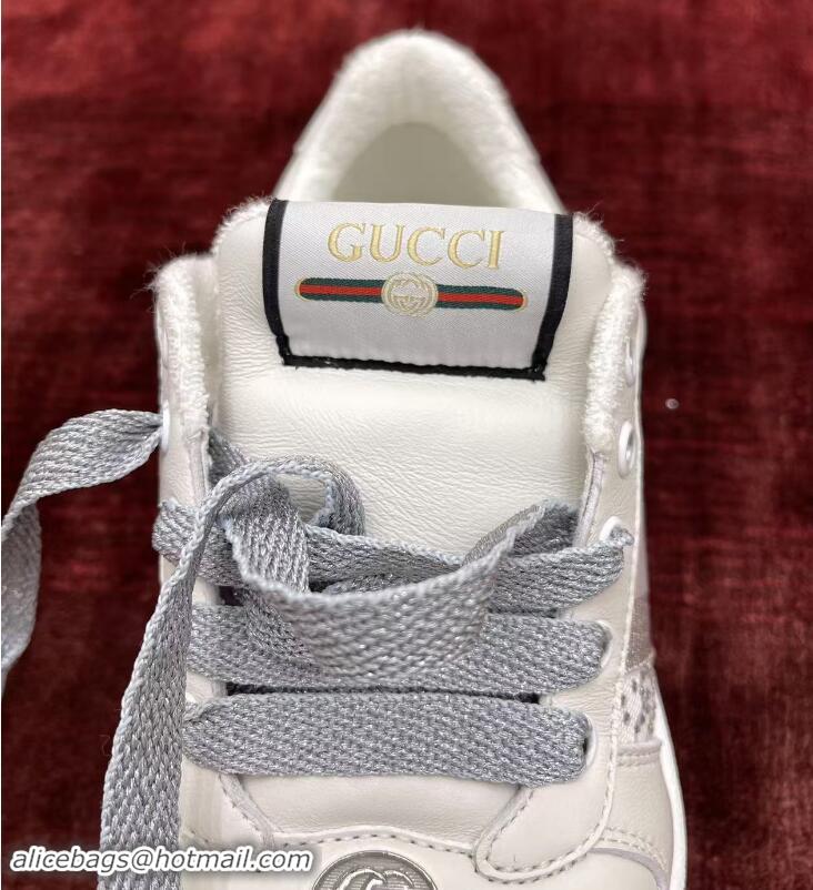 ​Super Quality Gucci Screener Trainer Sneakers in GG Canvas and Leather with Web and Strass G9118 White 2024