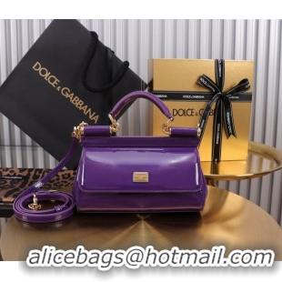 Super Quality Dolce&Gabbana Patent Calfskin Small Sicily handbag BB6111 Purple 2024