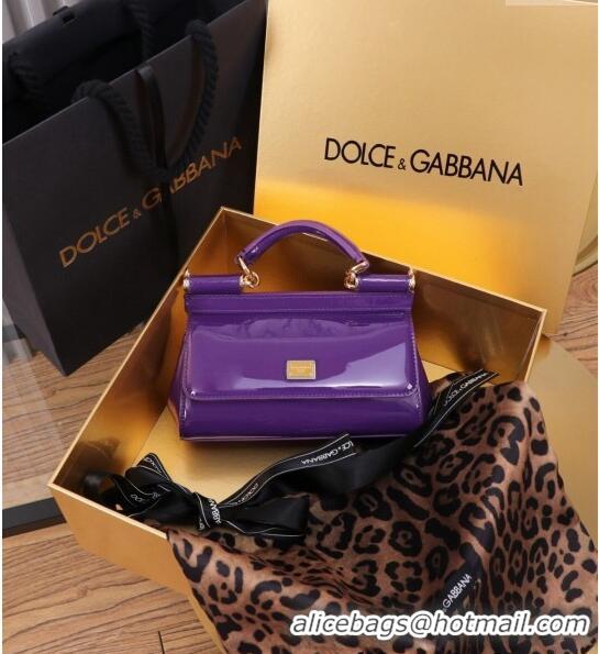 Super Quality Dolce&Gabbana Patent Calfskin Small Sicily handbag BB6111 Purple 2024