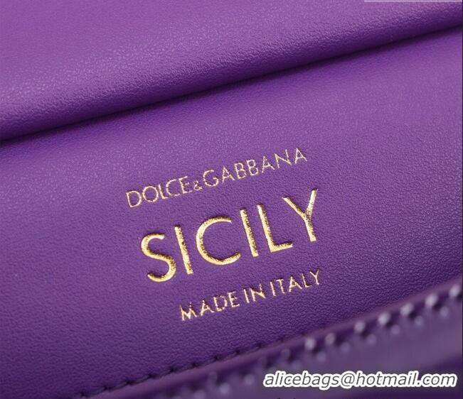 Super Quality Dolce&Gabbana Patent Calfskin Small Sicily handbag BB6111 Purple 2024