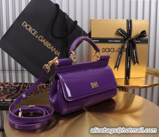 Super Quality Dolce&Gabbana Patent Calfskin Small Sicily handbag BB6111 Purple 2024