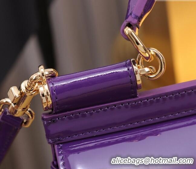 Super Quality Dolce&Gabbana Patent Calfskin Small Sicily handbag BB6111 Purple 2024