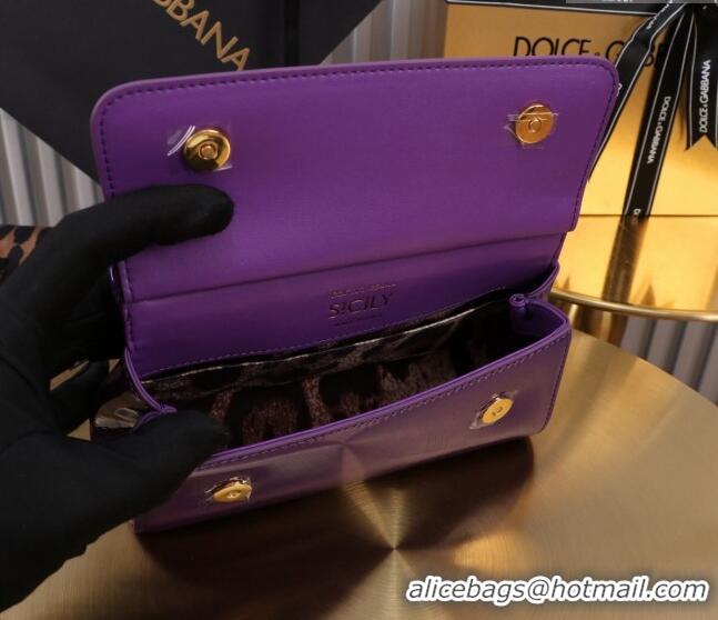 Super Quality Dolce&Gabbana Patent Calfskin Small Sicily handbag BB6111 Purple 2024